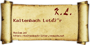 Kaltenbach Lotár névjegykártya